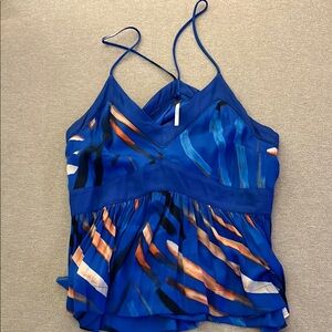 Free People Asymmetrical Blue Camisole